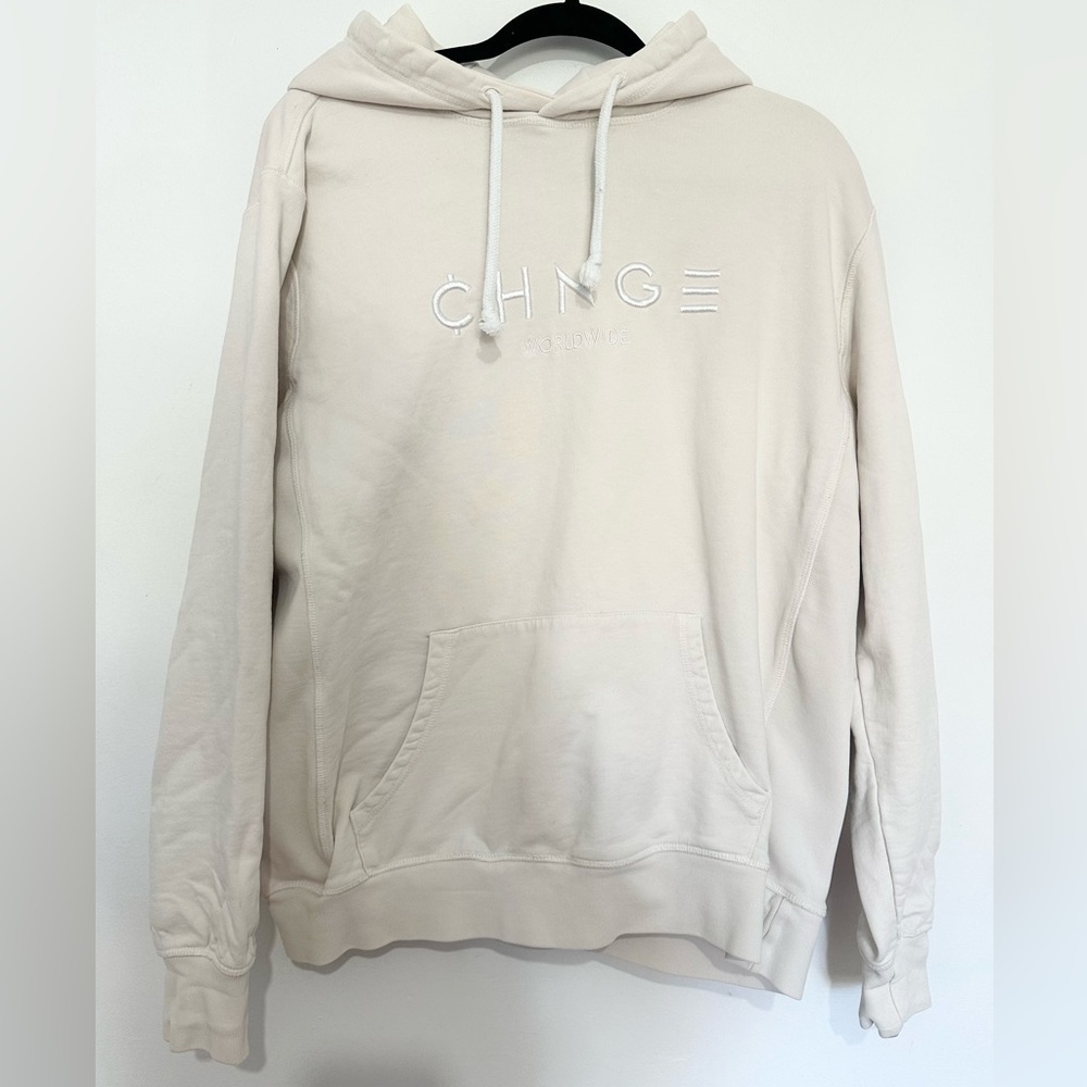 Chnge sweater hoodie pullover cream size large women casual minimalist